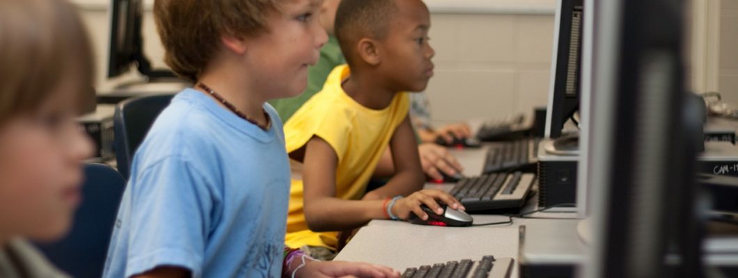 students, computer, young boy